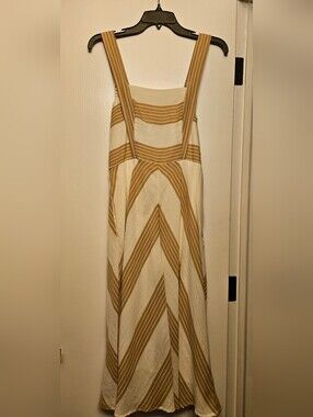 Draper James Cream and Tan Chevron Maxi Dress with Wide Straps